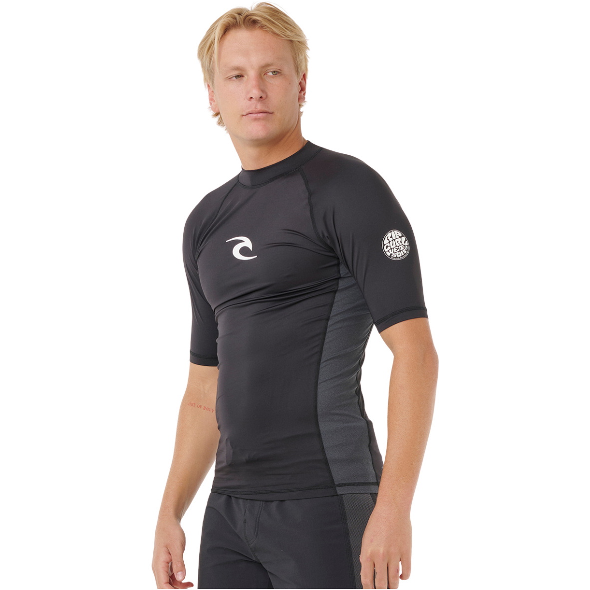 2026 Rip Curl Mens Waves Perf Short Sleeve Rash Vest 16MMRV - Black
